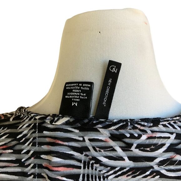 NEW DIRECTIONS 2 PIECE TOP M BLACK MULTI COLORS ABSTRACT POLY BLEND OFFICE WEAR - Picture 2 of 13
